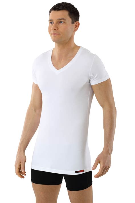 Albert Kreuz Men S Functional Coolmax Business Undershirt With V Neck White