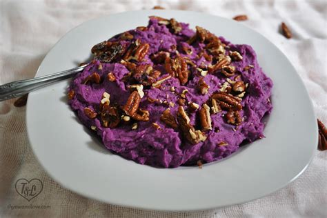 Cook them until you can stick a fork into them easily (this takes approximately. Mashed Purple Sweet Potatoes with Maple Pecans - Thyme & Love