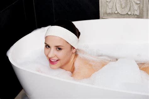 Bathing Woman Relaxing In Bath Stock Image Image Of Shower Healthy