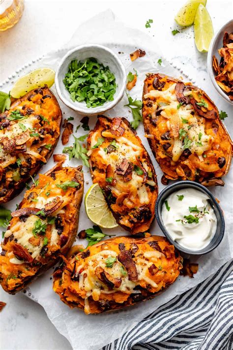 Healthy Loaded Sweet Potato Skins Jessica In The Kitchen