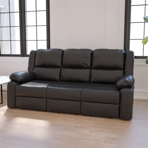 Flash Furniture Harmony Series Black Leather Sofa With Two Built In
