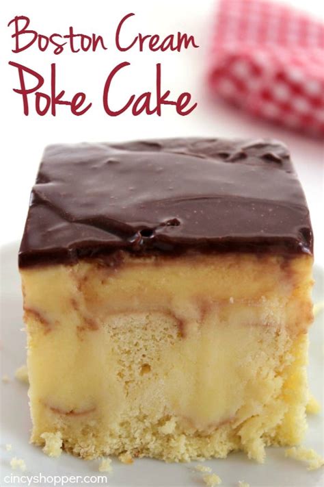 A soft yellow cake that you poke and let creamy vanilla pudding soak right in. Boston Cream Poke Cake - CincyShopper