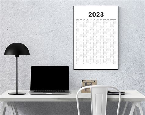2023 Calendar Blank Vertical Yearly View Extra Large Wall Etsy