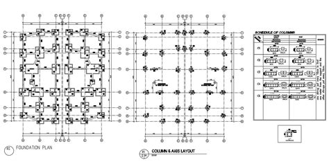 Dwg Drawing Has The Column And Axis Layout And Foundation Plan Of The