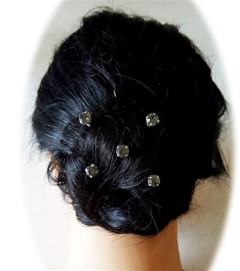 Gray Rhinestone Hair Pins Gray Hair Jewels Stranded Treasures