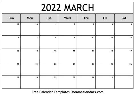 March 2022 Calendar Free Blank Printable With Holidays