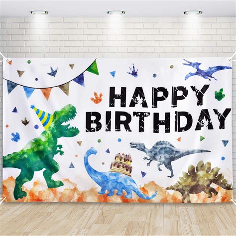 Buy Watercolor Dinosaur Backdrop Dinosaur Birthday Party Decorations