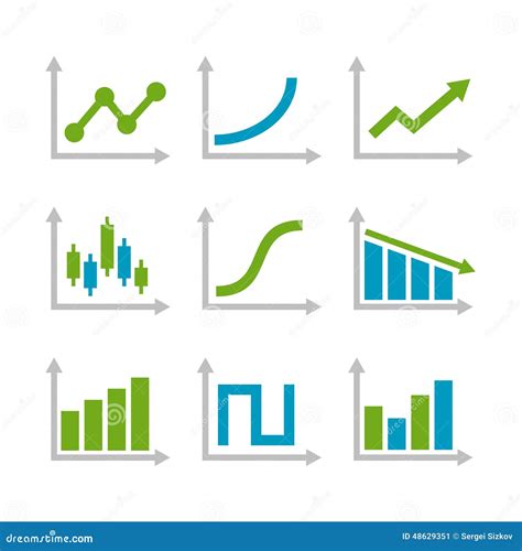 Color Graph Chart Icons Set Vector Stock Vector Illustration Of