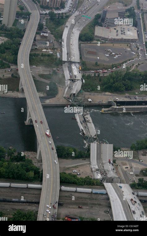 A Portion Of The I 35w Bridge Over The Mississippi River Collapsed