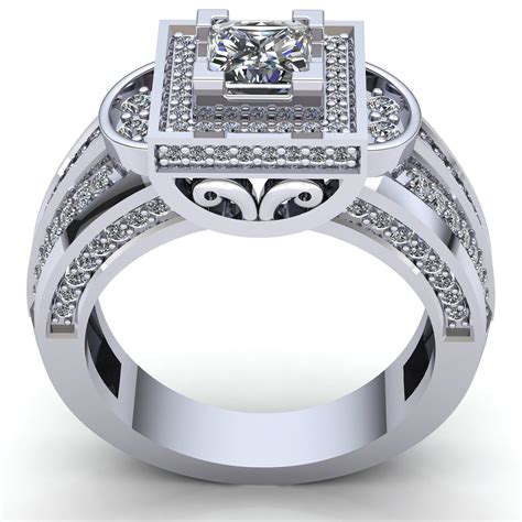 3ct Princess Cut Diamond Ladies Bridal Square Halo Engagement Ring 18k