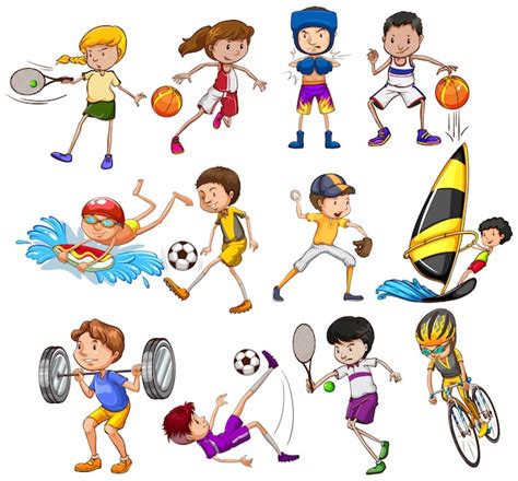 Conjunto De Niños Jugando Diferentes Tipos De Deportes Vector Gratis