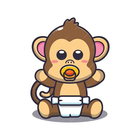 Premium Vector Cute Baby Monkey Cute Animal Cartoon Illustration