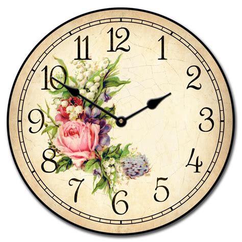 Lotus floral vinyl record wall clock mandala flower wall clock wall watch decor. Country Style Wall Clocks | Floral Clock | The Big Clock Store
