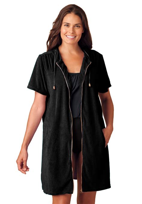 Cover Up For Swimsuit Hooded In Terrycloth Plus Size Swimsuits Plus