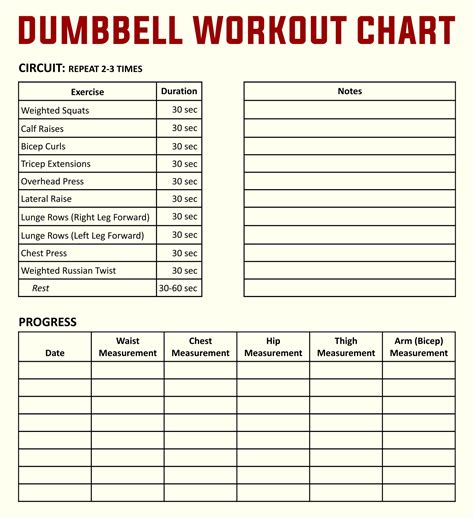 Workout Chart Template
