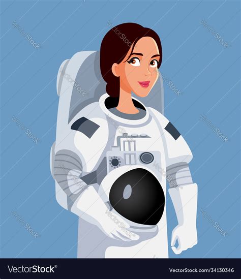 female astronaut wearing space suit holding his vector image