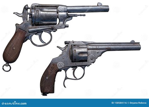 Two Antique Revolvers Ancient Weapon Stock Photo Image Of Weapon