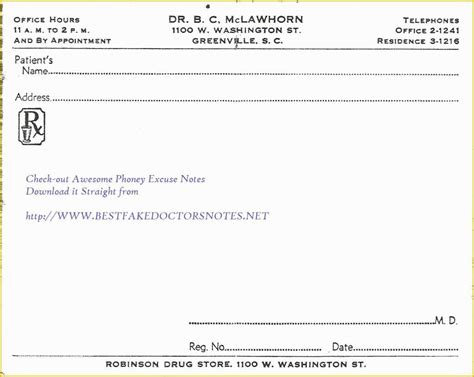 Fake Doctors Note Template Free