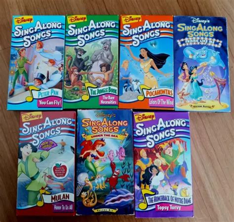 Disney Sing Along Songs Vhs Lot Zip Oliver Cinderella Jungle Peter Mary