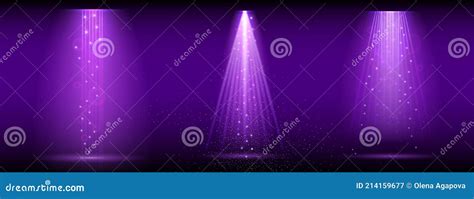 Purple Spotlight Set Of Bright Lighting With Spotlights Of The Stage