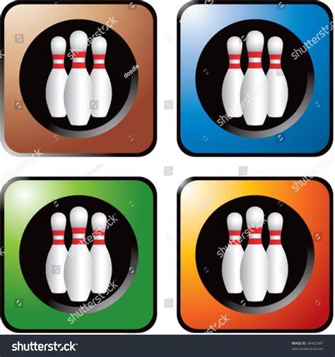 Bowling Pins On Interesting Web Button Stock Vector