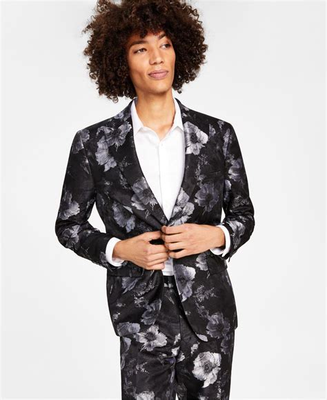 Inc International Concepts Elm Slim Fit Floral Jacquard Suit Jacket