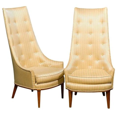 Pair Of Mid Century Tufted High Back Chairs Designed By Lubberts And