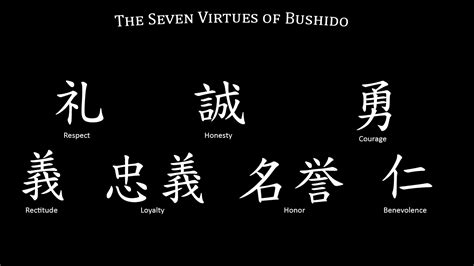 The seven virtues of the bushido code from the samurai warrior's ethos on a beautiful japanese calligraphy wall scroll. Seven Virtues of Bushido | MyConfinedSpace