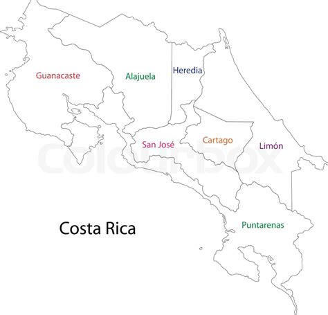 Outline Costa Rica Map Stock Vector Colourbox