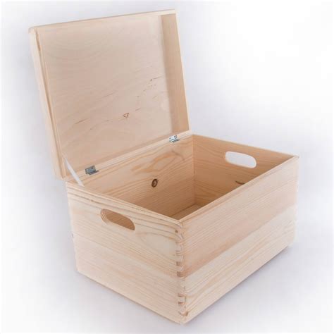 Large Wooden Storage Box Plain Wood Box With Lid Crate Etsy Uk