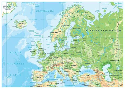 Printable Physical Map Of Europe Free Download Pdf