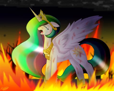 Image Princess Celestia Crying In The Fire My