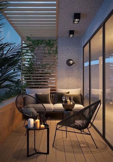 30 Gorgeous Apartment Balcony Design Ideas With Perfect Lighting Balcony Decor Apartment