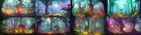 Enchanted Magical Fantasy Forest Twisting Trees Stable Diffusion
