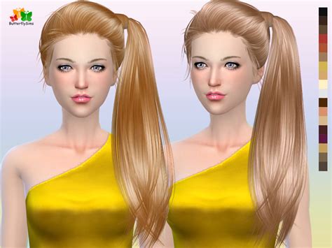Butterflysims Side Ponytail Hair 164 Sims 4 Hairs