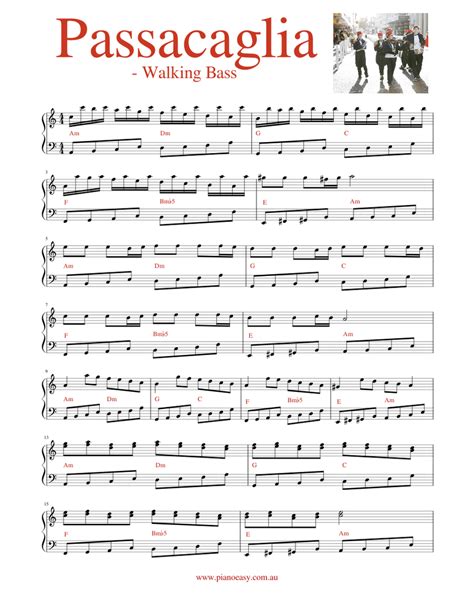 Passacaglia Handel With Walking Bass Sheet Music For Piano