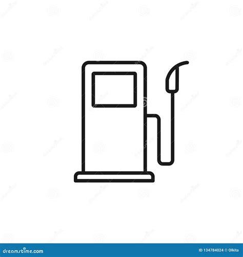 Black Isolated Outline Icon Of Fuel Pump On White Background Line Icon