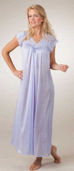 Plus Shadowline Silhouette Flutter Sleeves Long Nightgown Peri Frost Cotton Gowns Cotton