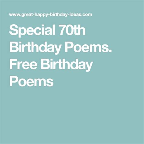 Special 70th Birthday Poems Free Birthday Poems 70th Birthday Poems