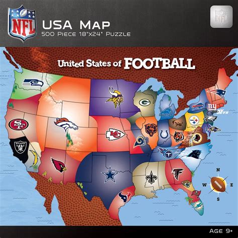 Nfl Usa Map 500 Pieces Masterpieces Puzzle Warehouse Nfl Football