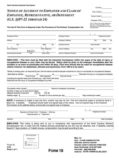 Nc Workers Compensation Form 18 Fill Out And Sign Online Dochub