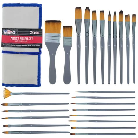 Us Art Supply 24 Piece Artist Paint Brush Set Professional All