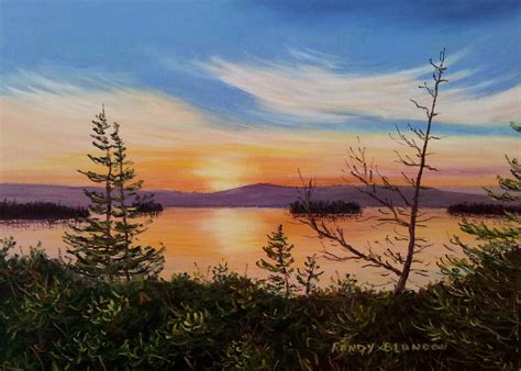 The Art Of Randy Blundon Paintings Paddys Pond Evening