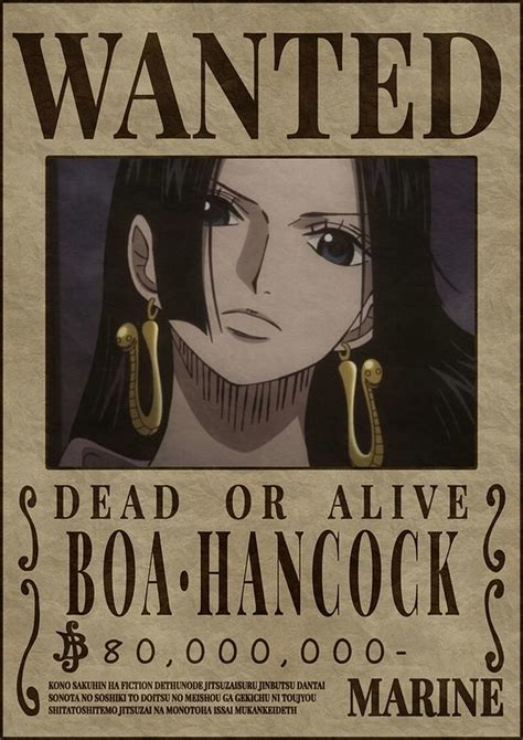 Boa Hancock Pirate Empress One Piece Wanted Bounty Poster Poster