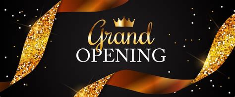 Premium Vector Grand Opening Card With Golden Ribbon Background