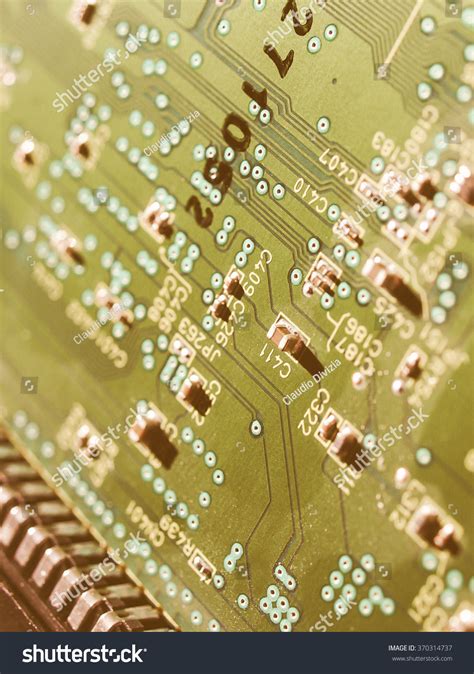 Detail Of An Electronic Printed Circuit Board Vintage Stock Photo