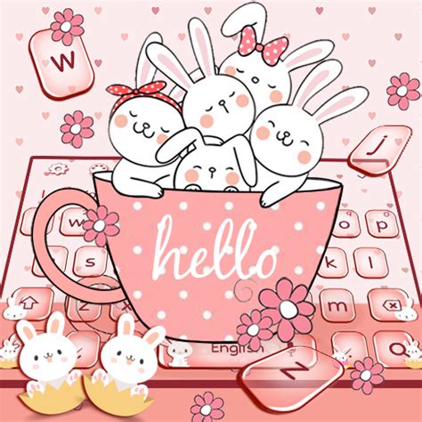 Cute Pink Anime Bunny Keyboard
