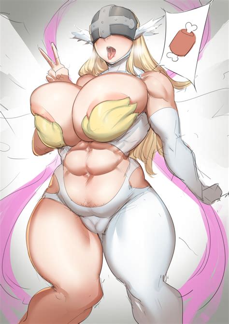 Natedecock Angewomon Bandai Digimon Highres 10s 1girl Areola Slip Bare Shoulders Blonde