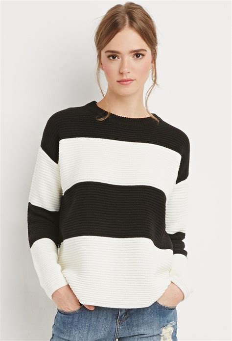 Forever 21 Striped Chunky Ribbed Sweater Ribbed Knit Sweater Ribbed