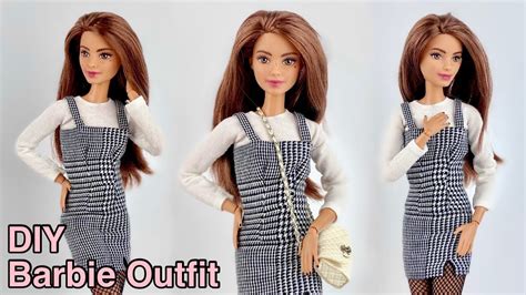 Diy Barbie Doll Outfit Dress And Long Sleeve Top How To Make Trendy Clothes For Barbie Dolls